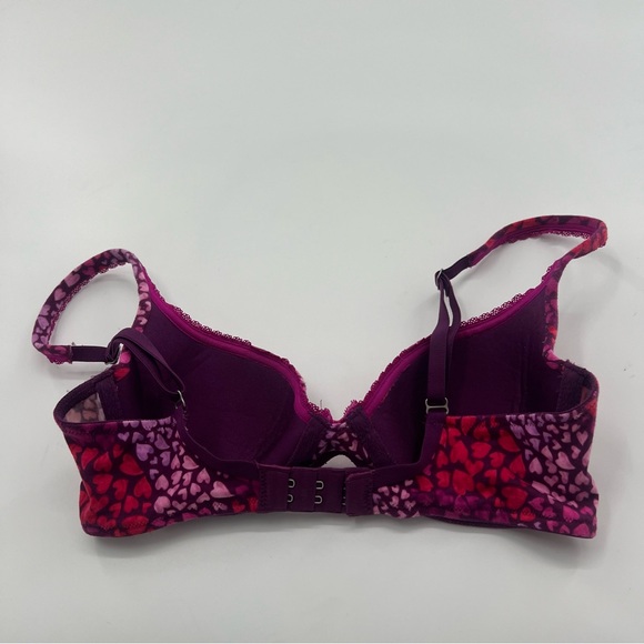 Victoria’s Secret Lined Demi Hearts Purple Red Rhinestone Bra Sexy - Picture 3 of 4